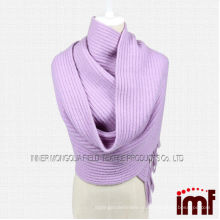 Оптовая продажа женских вязаных шарфов из 100% шерсти сиреневого цвета по индивидуальному заказу на зиму